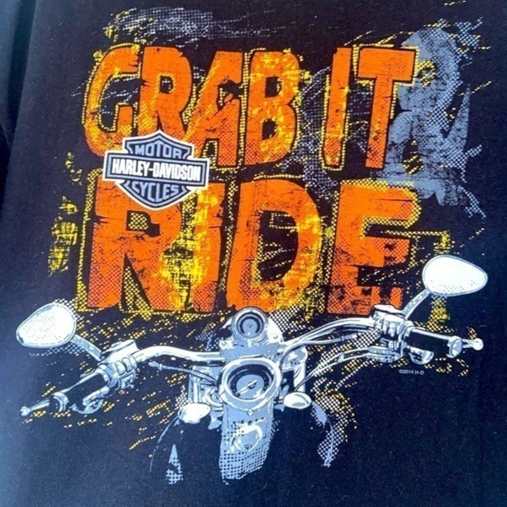 Harley Davidson Shirt XL Black Motorcycle Biker Cherokee NC “Grab It Ride”